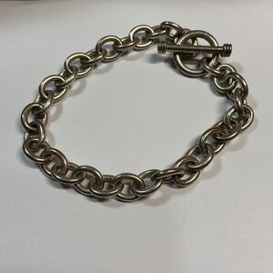 Sterling Silver Heavier Links 🔗 Toggle Closure Chain Bracelet. 8 inches long